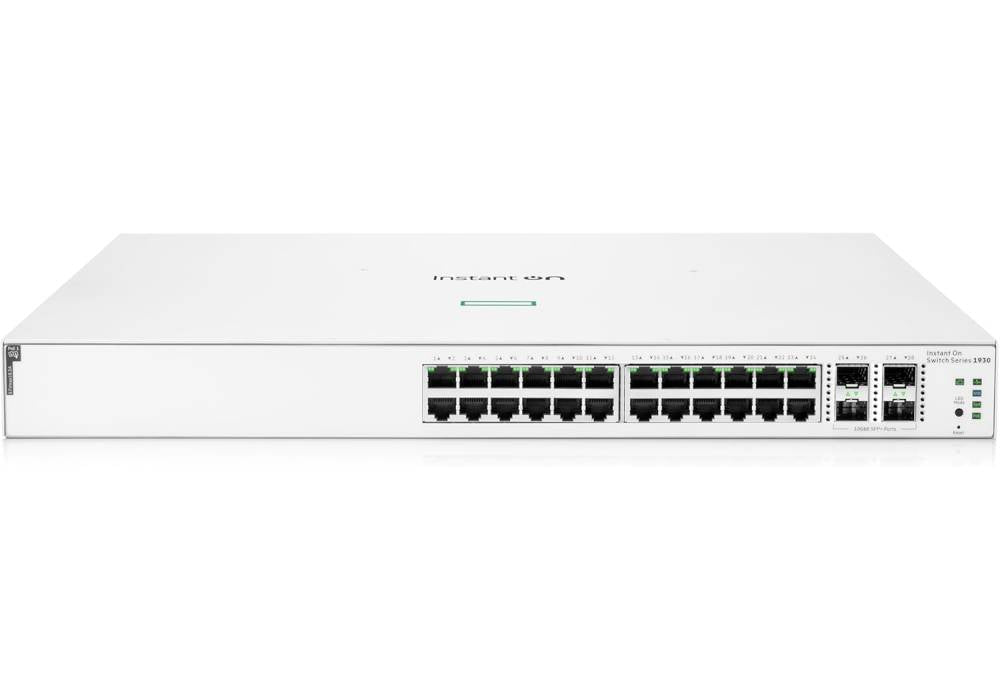 Aruba HPE Networking Instant On Switch Series 1930 24-Port Gb Smart-Managed Layer 2+ Ethernet Switch with PoE | 24x 1G | 4X SFP+ | 24x CL4 PoE 370W