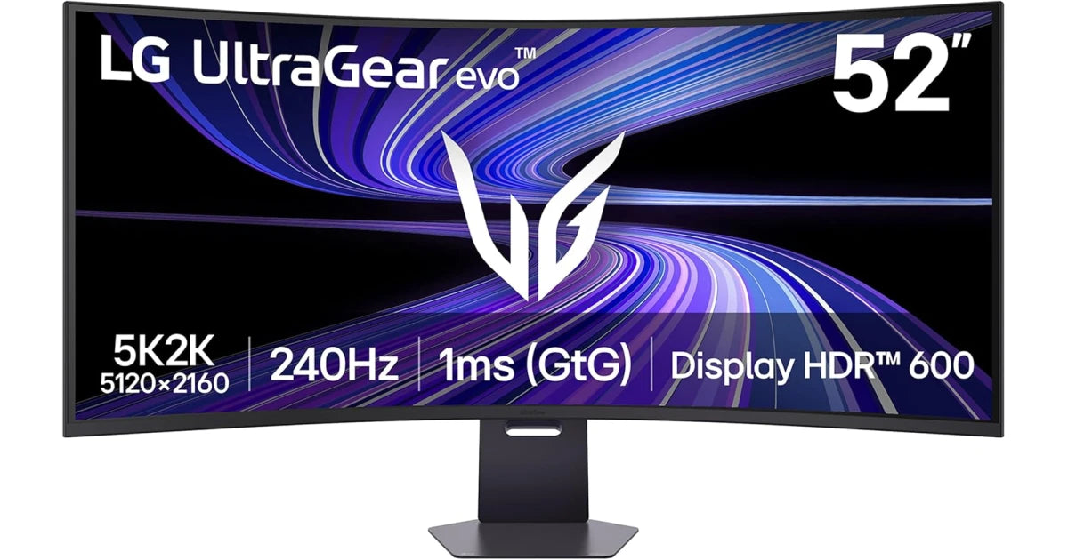 LG 52G930B-B 52" Ultragear evo G9 5K2K 240Hz 1ms Curved 1000R,VESA DisplayHDR 600, DP 2.1, HDMI 2.1, USB-C 90W PD, Tilt/Height/Swivel Stand– Gaming Monitor