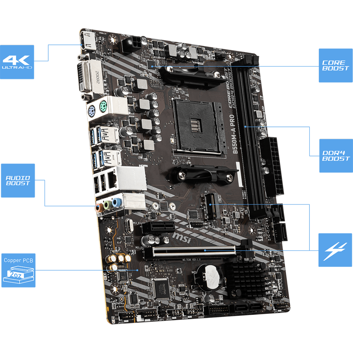 MSI PCIe motherboard for desktop computer builds