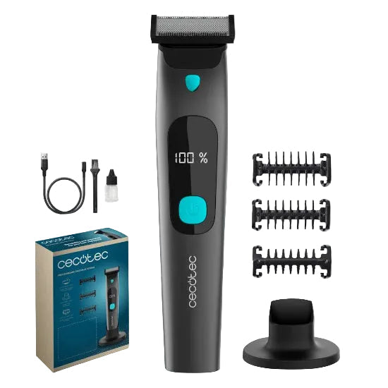Cecotec Hair Shaver, Digital Display, 90Minute Runtime, Waterproof Design, 3Guide Combs, Stainless Steel Blades - A01_EU01_100058