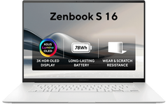 Asus Zenbook S16 (2024) Um5606 Copilot+ Pc Amd Ryzen Ai 9 Hx 370 12 Cores Superior Ai New Ceraluminum Material W/ Amd Radeon 890 Graphic & 3k Oled 120hz Touch Display , Scandinavian White