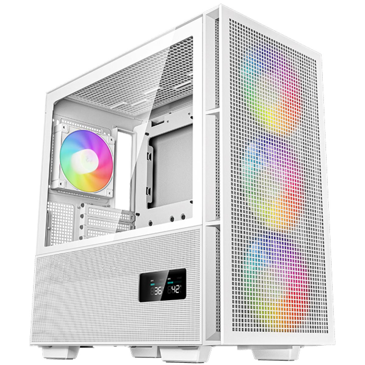 Deepcool Ch560 Digital Mid Tower High Air Flow W/ 3x140mm + 1x120mm Argb Fans Real Time Dual Status Digital Display White