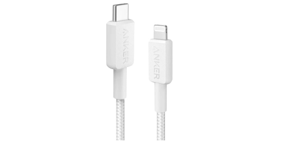 Anker 322 USB-C To Lightning Braided Cable 6FT (White A81B5H21)