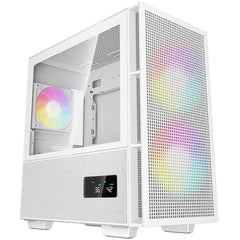 Deepcool CH360 Digital Micro Tower High Air Flow w/ 2x140mm + 1x120mm ARGB Fans Real-time Dual Status Digital Display - White