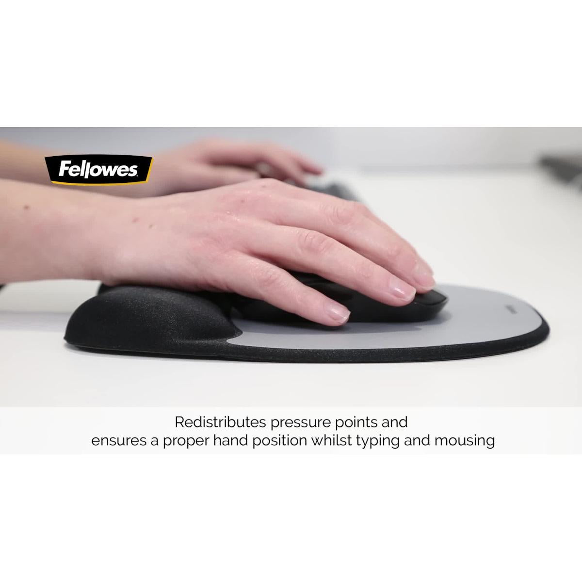 Fellowes Memory Foam Mousepad Wrist Support Silver Streak Durable Jersey Covering Fellowes Memory Foam Mousepad Wrist Support Silver Streak Durable Jersey Covering