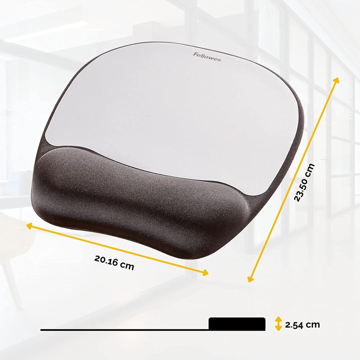 Fellowes Memory Foam Mousepad Wrist Support Silver Streak Durable Jersey Covering Fellowes Memory Foam Mousepad Wrist Support Silver Streak Durable Jersey Covering