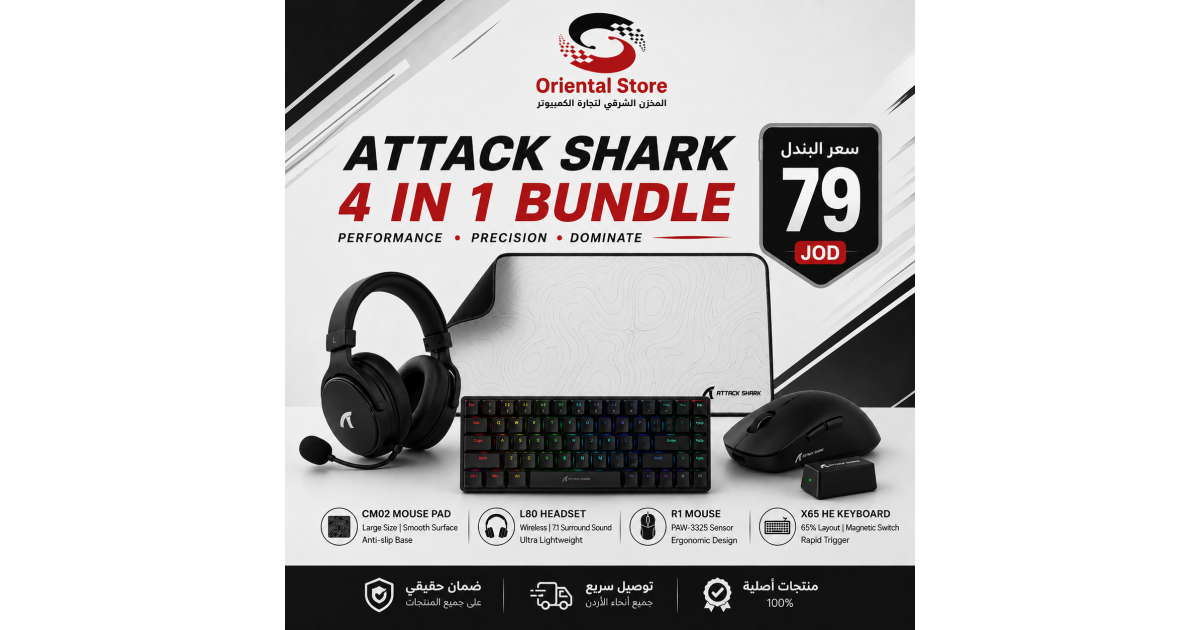 Attack Shark (Mouse Pad + L80PRO Wireless Gaming Headset + R1 Wireless Gaming Mouse + X65 He Gaming Keyboard)