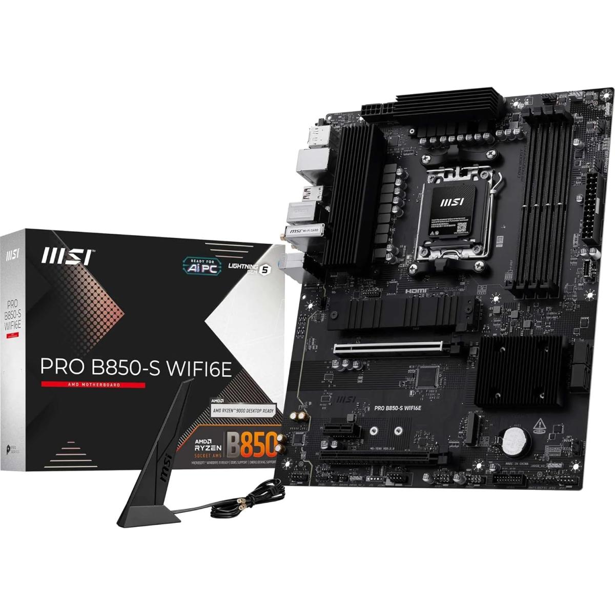 MSI PRO B850-S WIFI6E , ATX - Supports AMD Ryzen 9000/8000 / 7000 Processors, AM5 - DDR5 , Wi-Fi 6E, 2.5G LAN