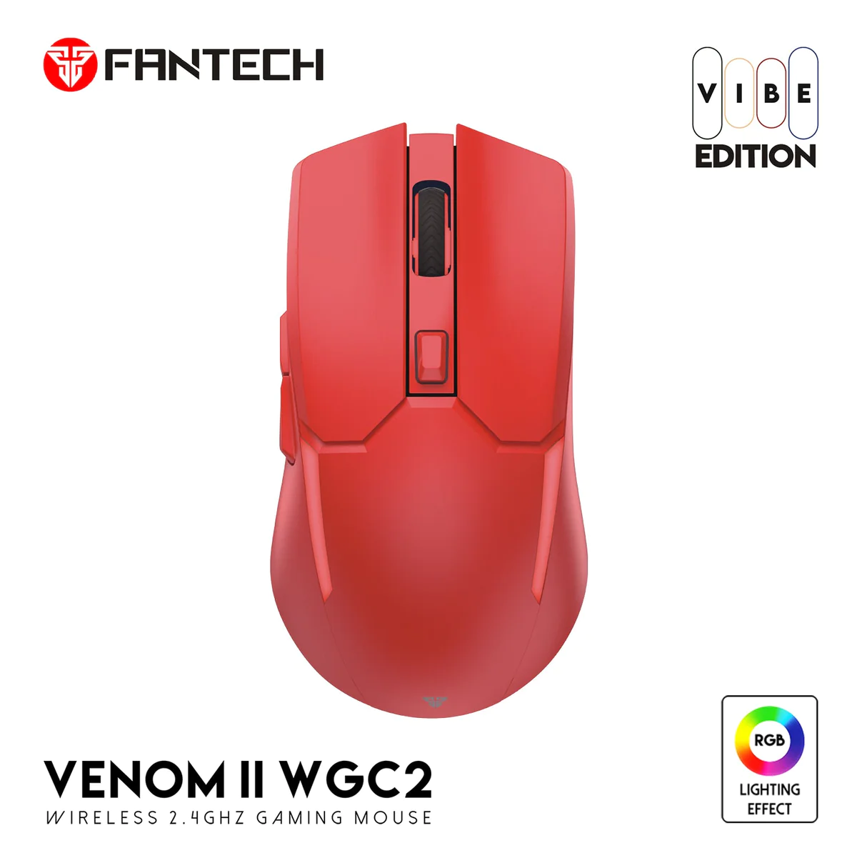 Fantech Venom II WGC2 Wireless 2.4Hz Gaming Mouse VIBE Edition - RED