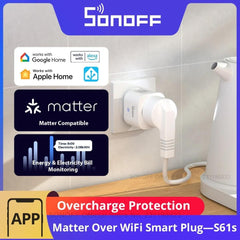 SONOFF S61sTPF Smart WiFi Plug 16A 3840W Matter Compatible Energy Consumption Overload Protection Voice with Alexa Google Home