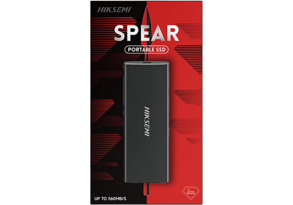 Hiksemi SPEAR Portable SSD - 512GB, USB 3.1 Type‑C, 560MB/s Read, 520MB/s Write, Slim Metal Build, Drop‑Resistant