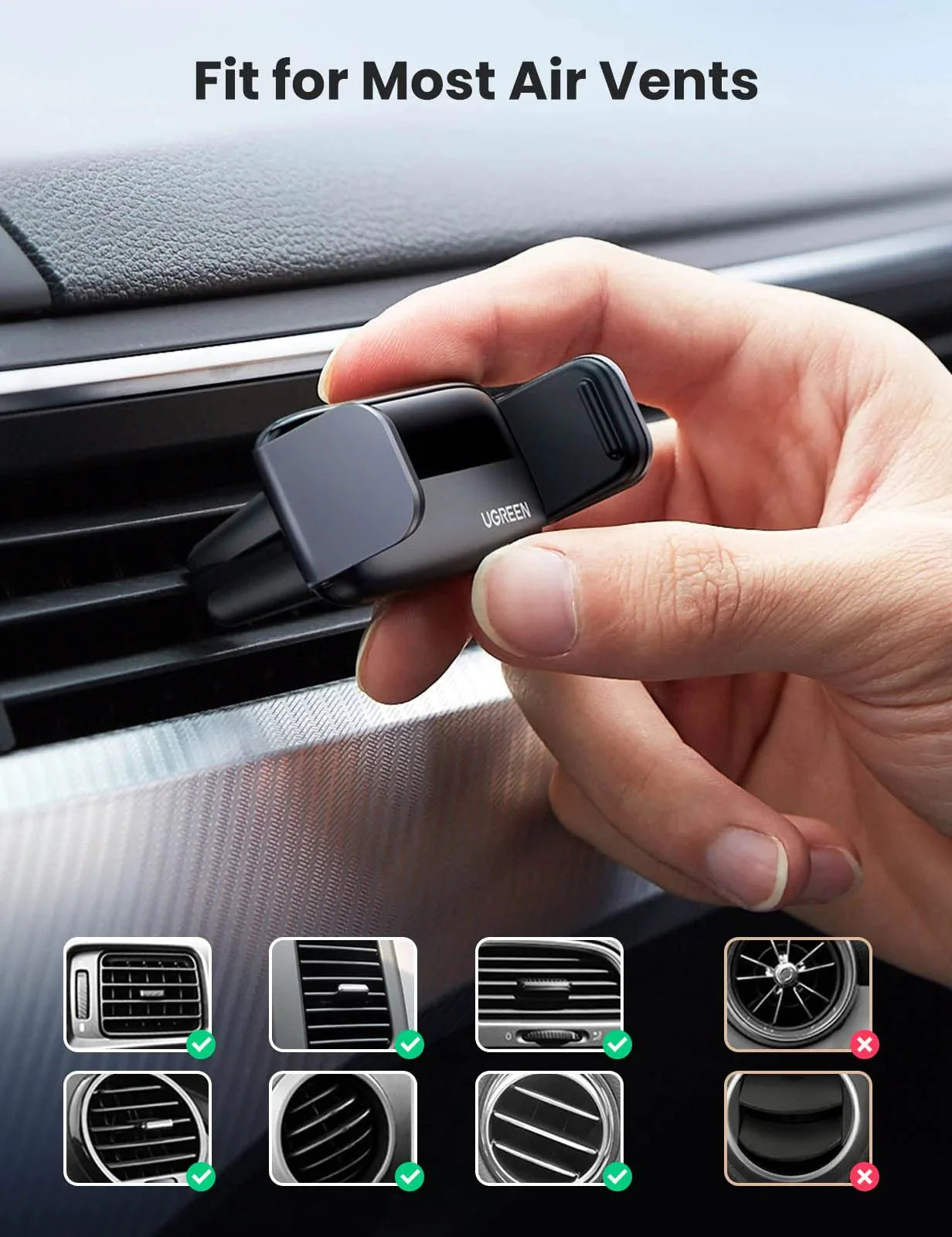 Ugreen 10422 Air Vent Car Phone Holder Reliable Stable 360 Rotation Ugreen 10422 Air Vent Car Phone Holder Reliable Stable 360 Rotation