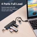 Vention 5‑in‑1 USB Hub – 4× USB 3.0 Expansion, Dual USB‑C/USB‑A Interface, 5Gbps Fast Sync, Compact Portable Design