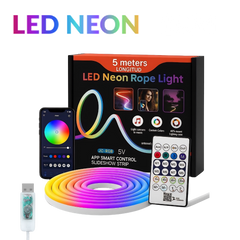 10M RGB-IC Neon LED Strip Light – 60+ dynamic lighting effects, Smart App & Remote Control with Music Sync, USB Powered, Flexible & IP68 Waterproof – ideal for gaming,home Decor,and parties