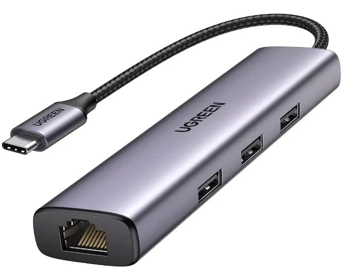 Ugreen 60600-4 4 in 1 USB-C to 3X USB3.0 Hub & RJ45 Adapter