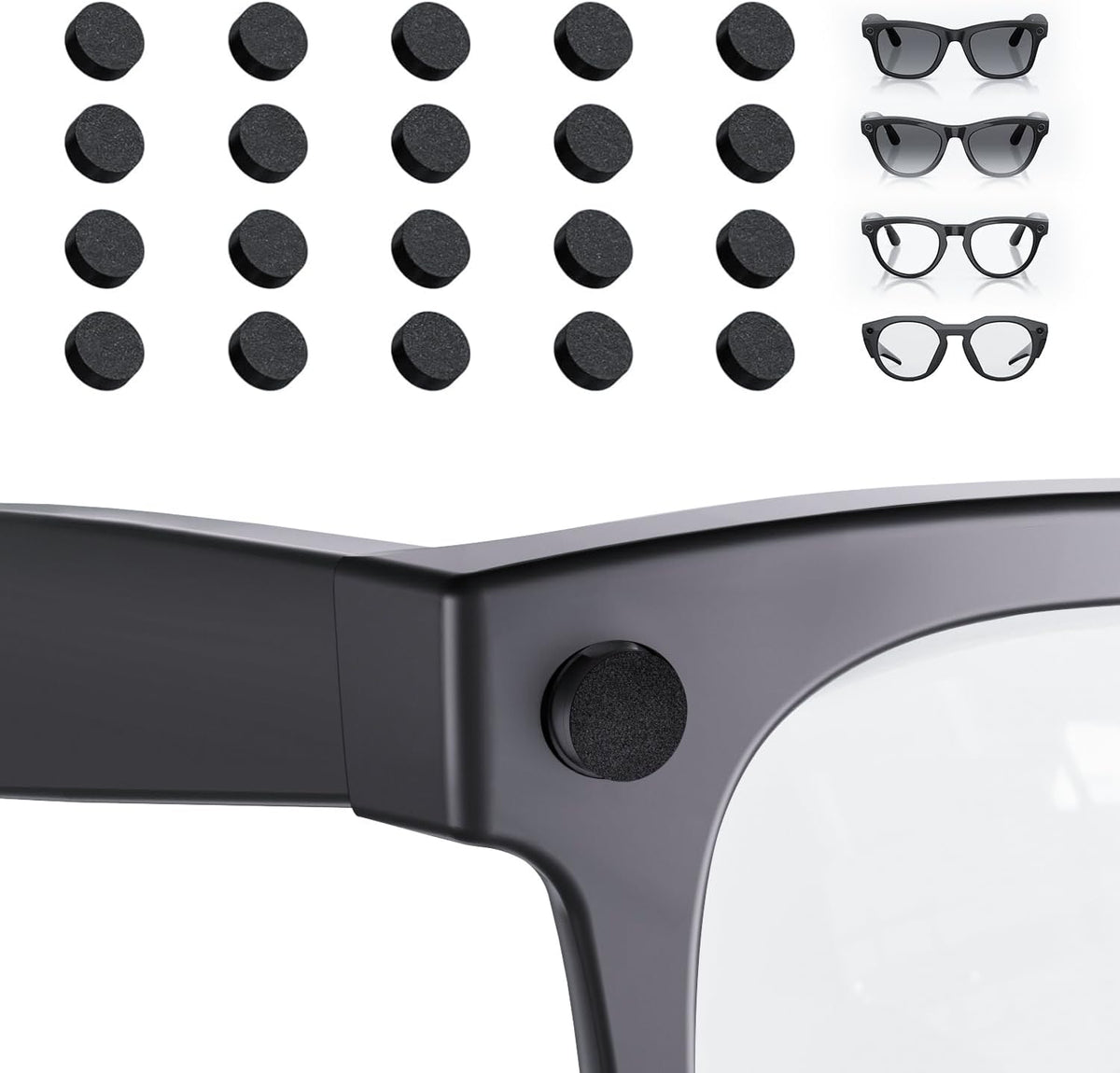 20PCS LED Light Blocking Stickers Compatible with Ray-Ban Meta Wayfarer/Skyler/Headliner (Gen 2) & Oakley Meta HSTN Smart Glasses Accessories, Low-Tack Restickable Blackout Camera Light Covers