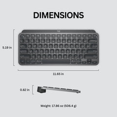 MX Keys Mini Minimalist Wireless Illuminated Keyboard, Compact, Bluetooth, Backlit, USB-C, Compatible with Apple macOS, iOS, Windows, Linux, Android, Metal Build - Graphite