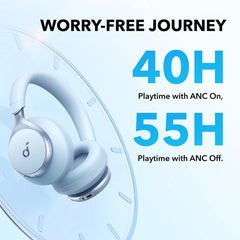 by Anker, Space One, Active Noise Cancelling Headphones, 2X Stronger Voice Reduction, 40H ANC Playtime, App Control, LDAC Hi-Res Wireless, Comfortable Fit, Clear Calls, Bluetooth 5.3 (Blue)