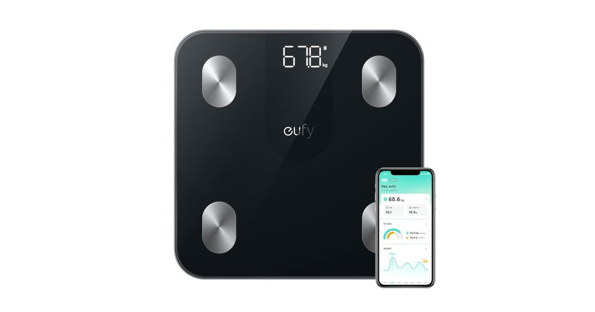 Eufy Smart Scale A1 with Bluetooth, Body Fat Scale, Wireless Digital, 12 Measurements, Weight/Body Fat/BMI, Fitness Body Composition Analysis, Black.