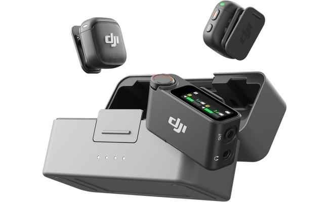 DJI Mic 3 (2 TX + 1 RX + Charging Case), Wireless Microphone for iPhone/Camera/Android, Ultralight, Adaptive Gain Control for Balanced Volume, Dual Band Anti-Interference, Vlog, 2-Port Wall Charger