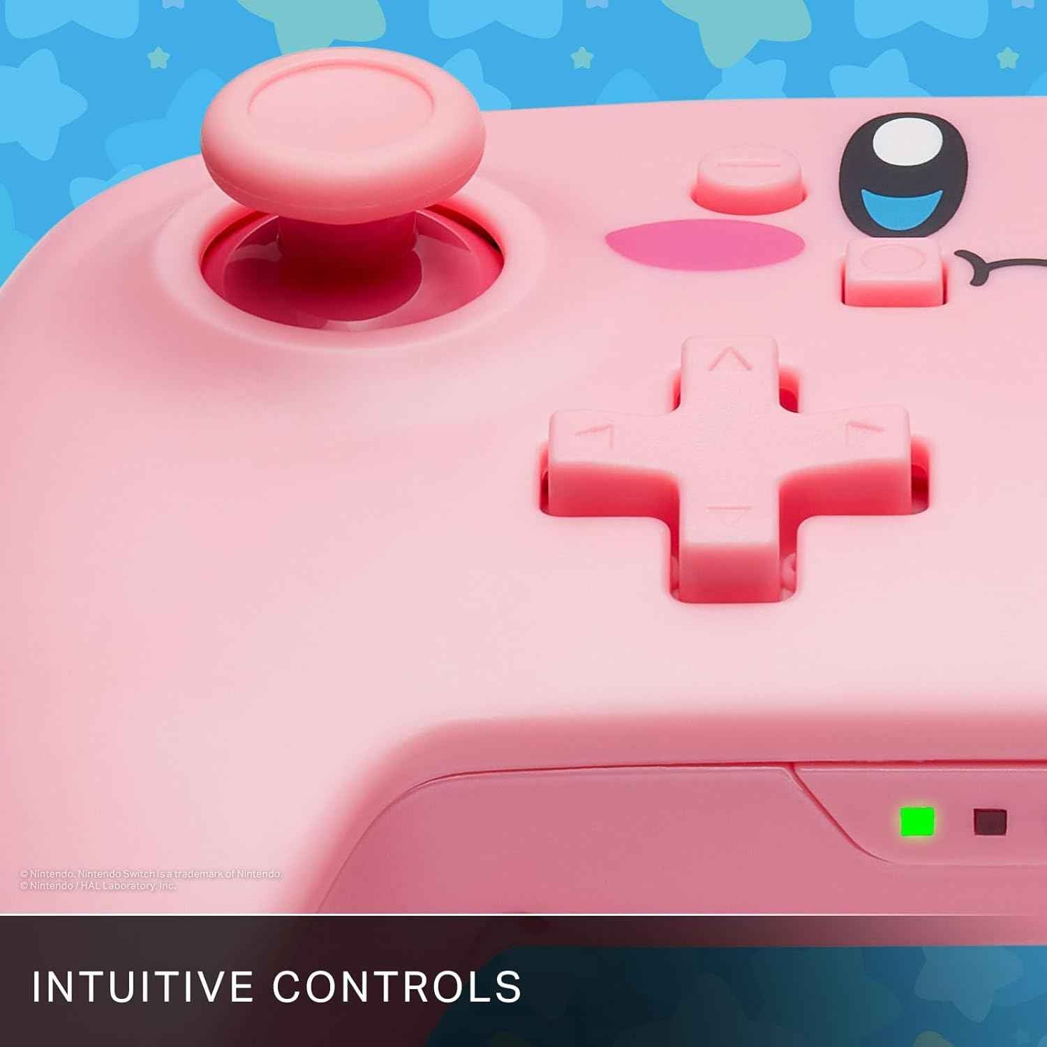 PowerA Wireless Controller for Nintendo Switch - Kirby Mouthful, Switch Lite/Switch-OLED Model, Nintendo Switch 2, AA Battery Powered (Battery Included), Bluetooth, Motion Controls, Officially Licensed