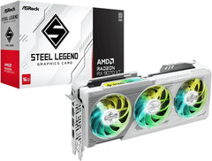 Radeon RX 9070 XT Steel Legend 16GB Graphics Card, AMD RDNA 4 Architecture, 16GB GDDR6, PCIe 5.0, Triple Fans, Polychrome SYNC, Reinforced Metal Frame, DisplayPort 2.1a, HDMI 2.1b