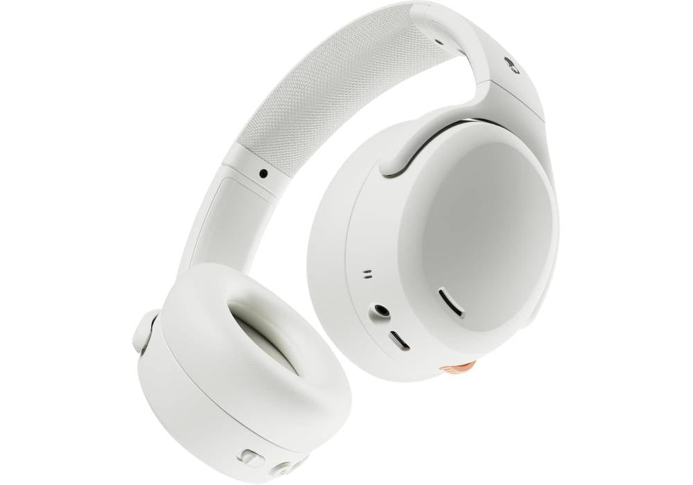 Skullcandy Crusher ANC 2 Wireless Over-Ear Bluetooth Headphones with Multi-Sensory Bass, Active Noise Cancelling, Up to 60 Hours Battery, Microphone for iPhone Android - Bone Orange Glow