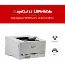 Canon i-SENSYS LBP646Cdw Colour Laser Printer, 25 ppm Speed, Auto Duplex, Wireless & Gigabit Ethernet, Secure Print, 5-Line LCD, Single Function, White