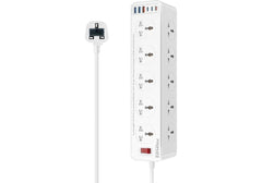 Promate PowerMatrix2-5M 16-in-1 Power Strip with 10 Child-Safe AC Sockets, 3 USB-C, 3 USB-A, 33W PD Output, 5M Cable, 2500W Max Load, Quick Charge, Short Circuit & Overheat Protection