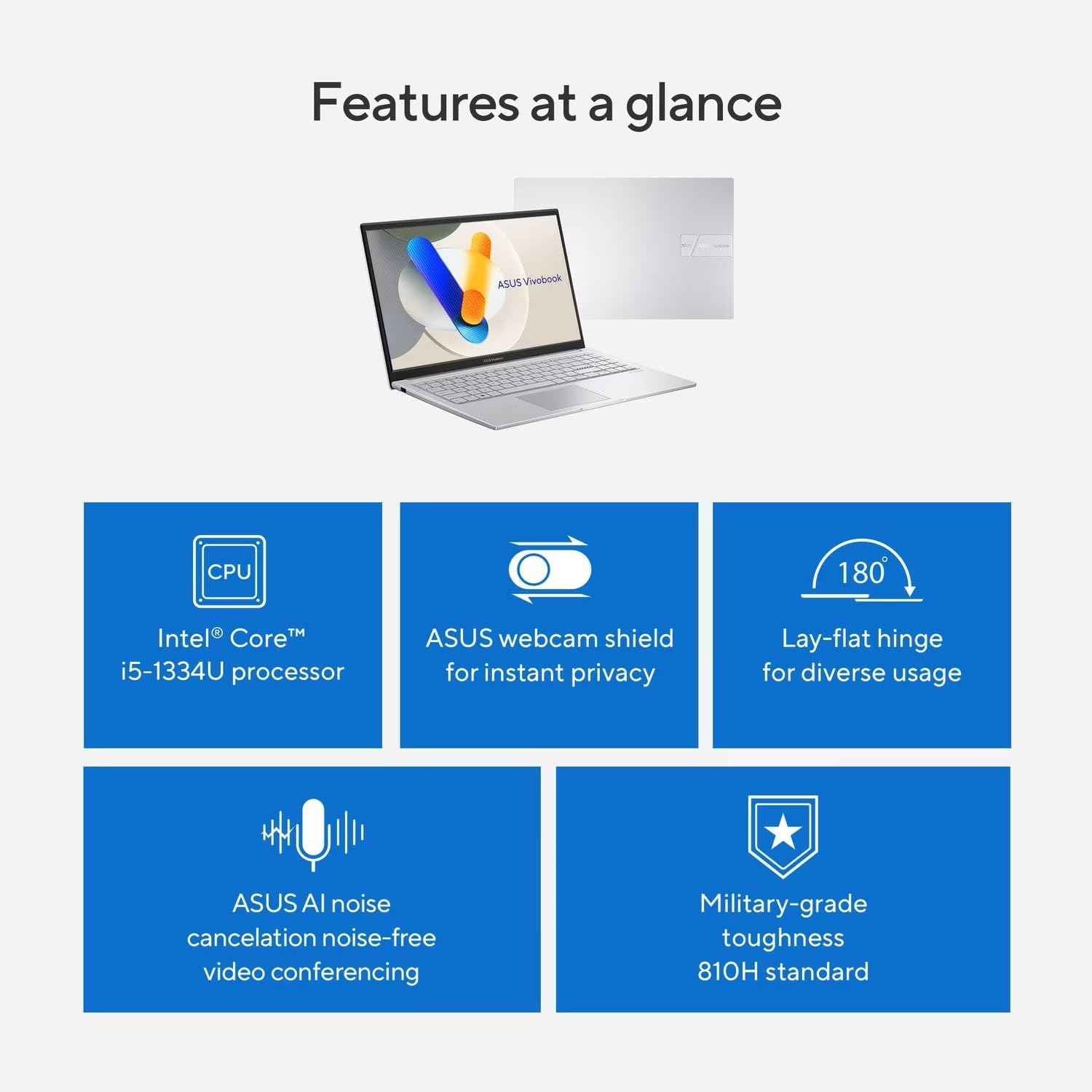 Vivobook 15 15.6" FHD Laptop, Intel 10-Core i5 1334U, 16GB RAM 512GB SSD, Intel Iris Xe Graphics Backlit Keyboard Win 11 WiFi 6 Bluetooth 5.2 Computer for Creator Business Gaming w/GM Accessory