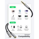 UGREEN Headphone Splitter 3.5mm 2 Female to 1 Male Mic and Audio Y Splitter TRRS Headset Adapter Cable Stereo Compatible with Laptop PS4 Xbox PC Phone Tablet Gaming