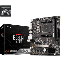 MSI B550M-A PRO ProSeries Micro-ATX Motherboard AMD Ryzen, AM4, DDR4, PCIe 4.0, SATA 6Gb/s, M.2, USB 3.2 Gen 1 | MSI B550M-A PRO |