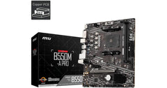 MSI B550M-A PRO ProSeries Micro-ATX Motherboard AMD Ryzen, AM4, DDR4, PCIe 4.0, SATA 6Gb/s, M.2, USB 3.2 Gen 1