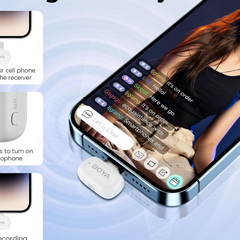 BOYA Mini Wireless Microphone for iPhone/Android/PC/Tablets with USB C/Lightning Plug - White