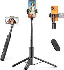 Phone Tripod Selfie Stick, ULANZI SK27 61" Extendable Selfie Stick for iPhone/Android with Wireless Remote Cold Shoe Mount, Portable Phone Tripod Stand for Video Recording, Stream, Travel, Vlogging