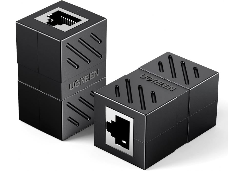 UGREEN RJ45 Coupler 2 Pack, Ethernet Extender 1000Mbps in Line Coupler Cat7 Cat6 Cat5e Cable Connector Ethernet Adapter Female to Female Black