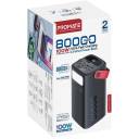 Promate 80000mAh Power Bank, 100W USB-C PD Fast Charging, 4 Outputs, 3 Inputs, Solar DC, Lightning, Digital Display, LED Light Portable Charger Power Station PowerMine-80Pro