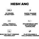 Skullcandy Hesh ANC Wireless Over-Ear Bluetooth Headphones, Active Noise Cancelling, Up to 22 Hrs Battery, Foldable Lightweight Design, Microphone for iPhone Android - True Black
