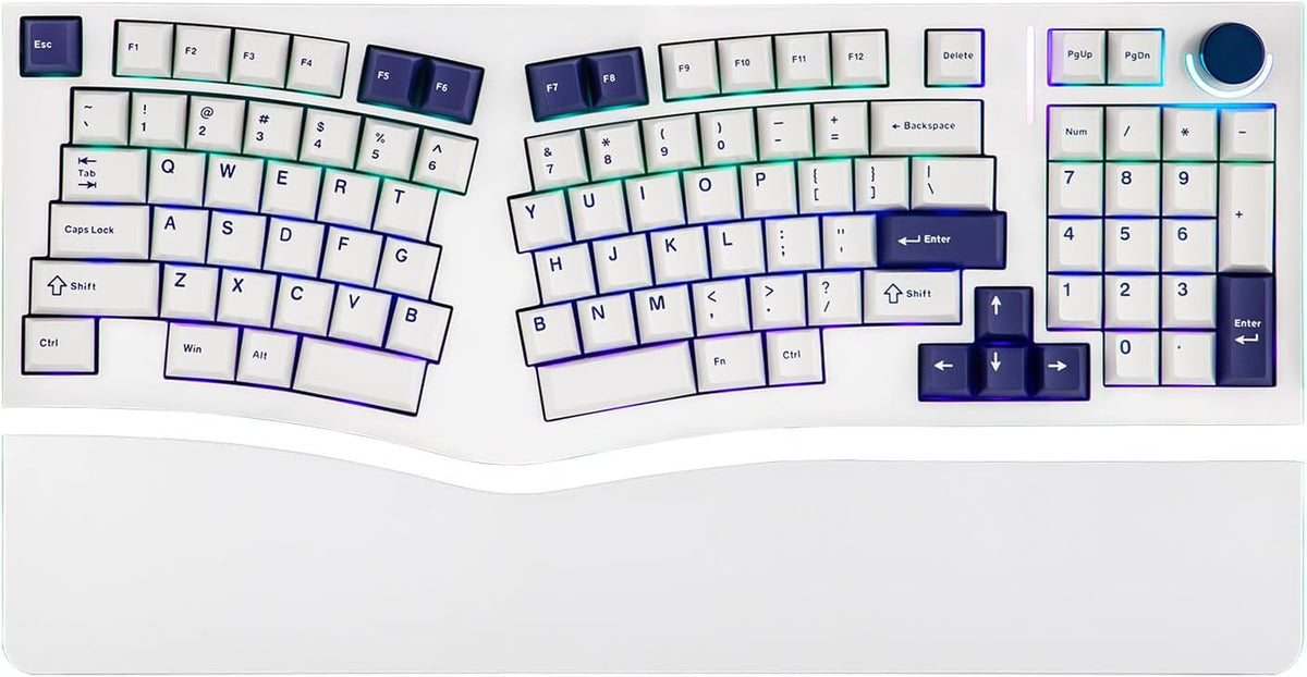 Feker Alice98 Ergonomic 98 Keys Custom Mechanical Keyboard, VIA Programmable, USB-C Wired Gaming Keyboard, Hot Swappable, 5 Layer Paddings, Control Knob, NKRO, RGB for Win/Mac (White)
