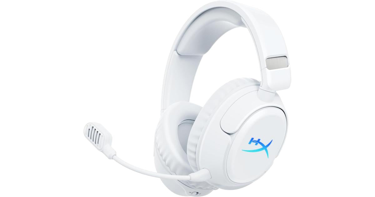 HyperX Cloud Flight 2 – Wireless Gaming Headset, Customizable RGB Lighting with Removable Earcup Plates, up to 100 Hours of Battery Life, 2.4GHz & Bluetooth, Multi-Platform Compatibility - White
