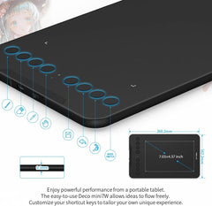 Wireless Drawing Tablet XPPen Deco mini7W Graphic Tablet Pen Tablet with 8192 Levels Pressure, 7 x 4 inch Artist Tablet for Online Teaching/E-Learning Compatible with Window/Mac/Android/Chrome/Linux