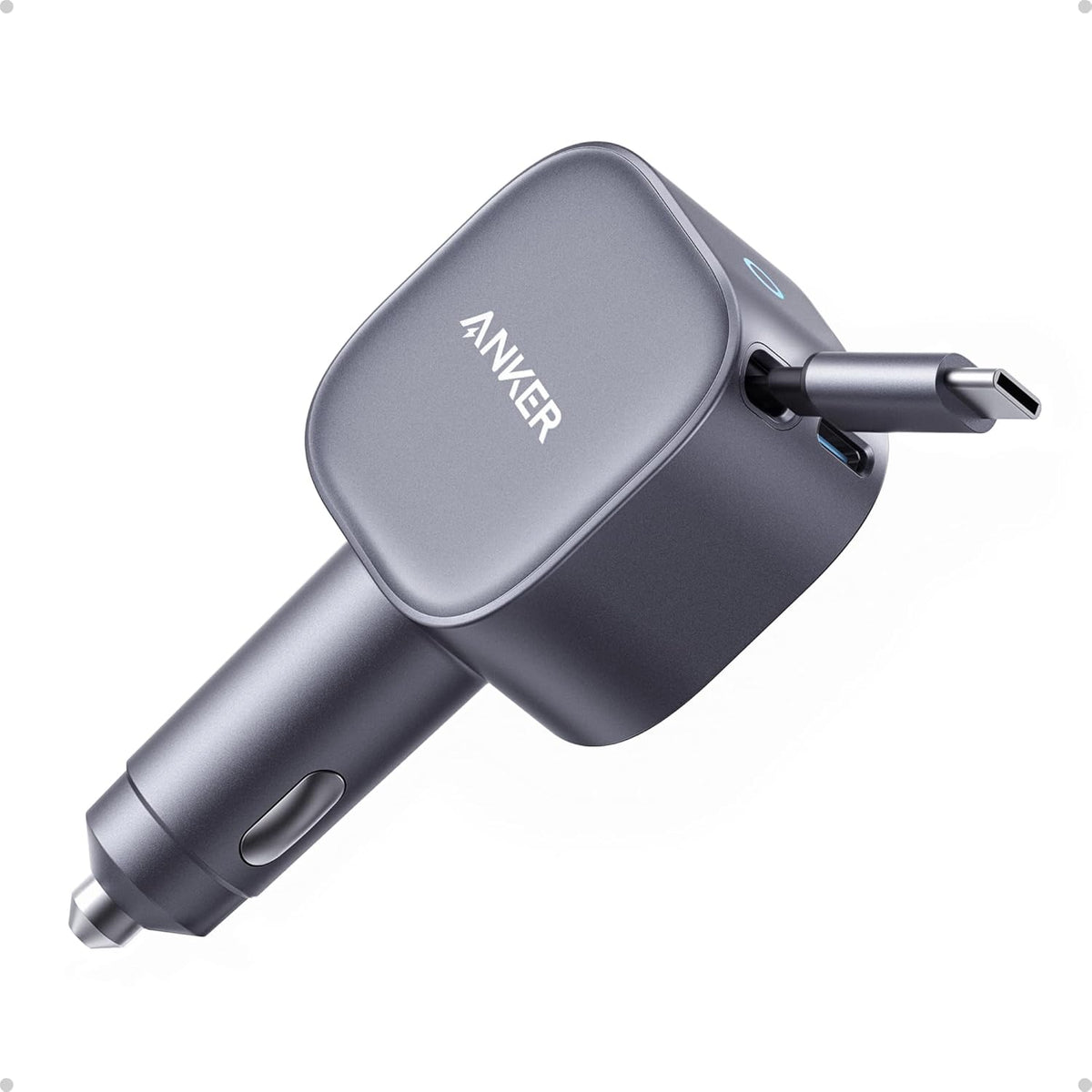 Golden Connector Anker Nano Car Charger (75W, USB - C Port, Built - In Retractable USB - C Cable)