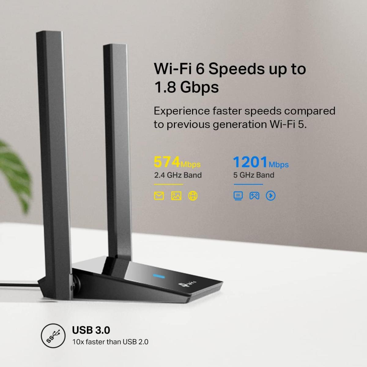 TP - Link AX1800 wireless Wi - Fi adapter for device connectivity