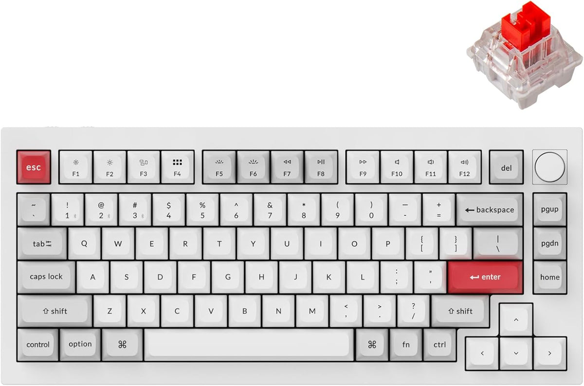 Q1 Pro Wireless Custom Mechanical Keyboard, QMK/VIA Programmable Full Aluminum 75% Layout Bluetooth/Wired RGB with Hot-swappable Keychron K Pro Red Switch Compatible with Mac Windows Linux
