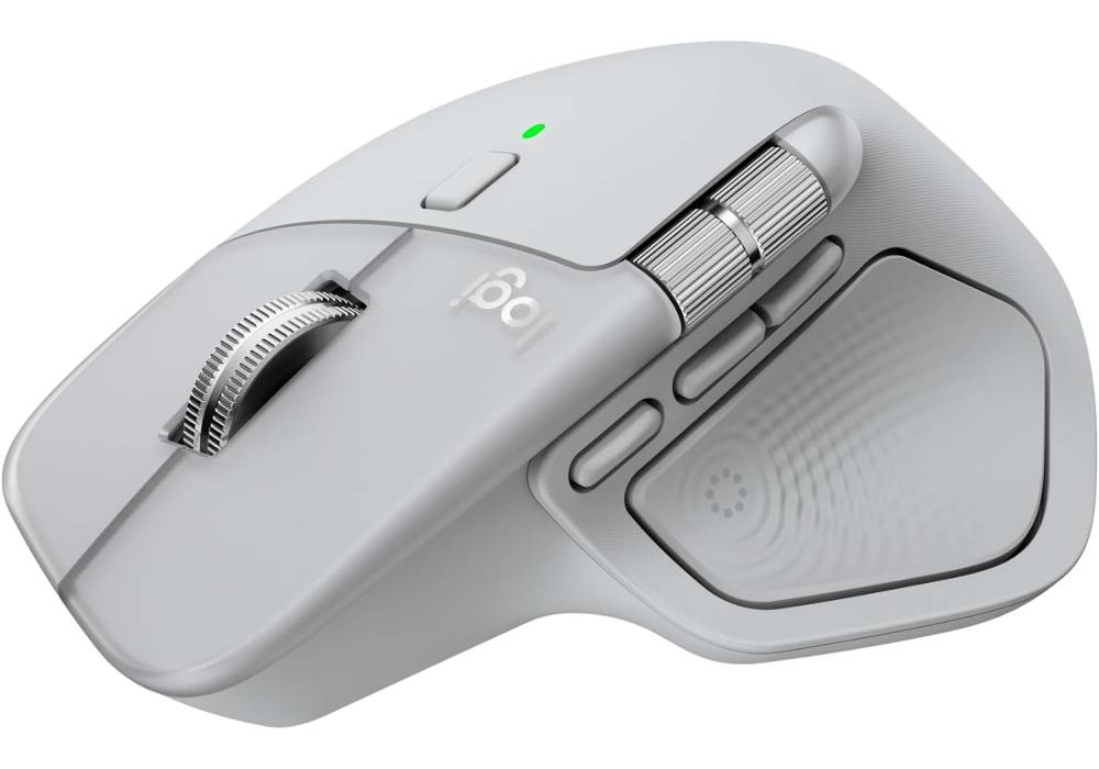 Logitech MX Master 4 Wireless Mouse, 8K DPI Darkfield Sensor, MagSpeed Scroll & Thumb Wheel, Haptic Sense Feedback, Bluetooth & Logi Bolt, USB-C Fast Charging, Pale Grey