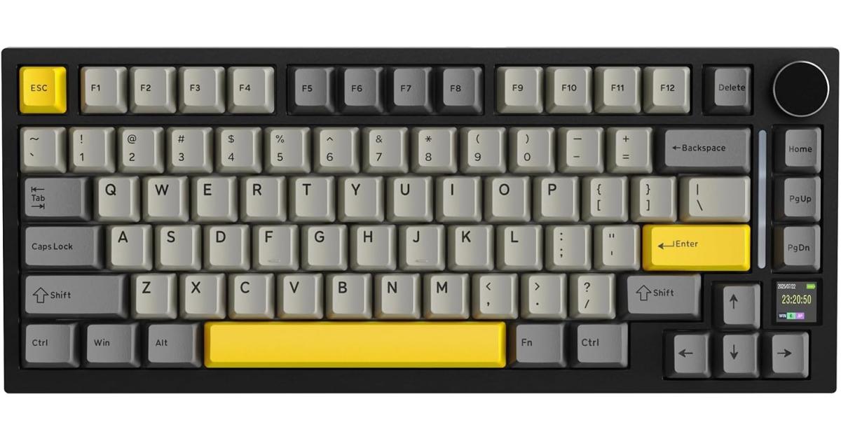 ATTACK SHARK X820 Ultra 75% Wireless Gaming Mechanical Keyboard Hot-Swappable Gasket Mount RGB Backlit BT/2.4G/Wired Custom Keyboard with Smart TFT Display&Knob QMK Driver-Star Black&Gift Switch (عربي)