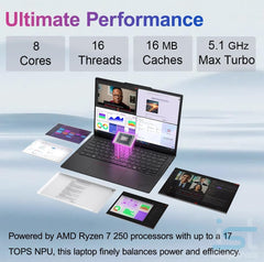 Lenovo ThinkPad E14 Gen 7 Business AI PC Laptop (14" FHD+, AMD Ryzen 7 250 (> Intel Ultra 7 155U), 16GB DDR5 RAM, 512GB SSD), Backlit KB, Fingerprint, 5MP Webcam, Ethernet, Wi-Fi, Win 11 Pro, 2026