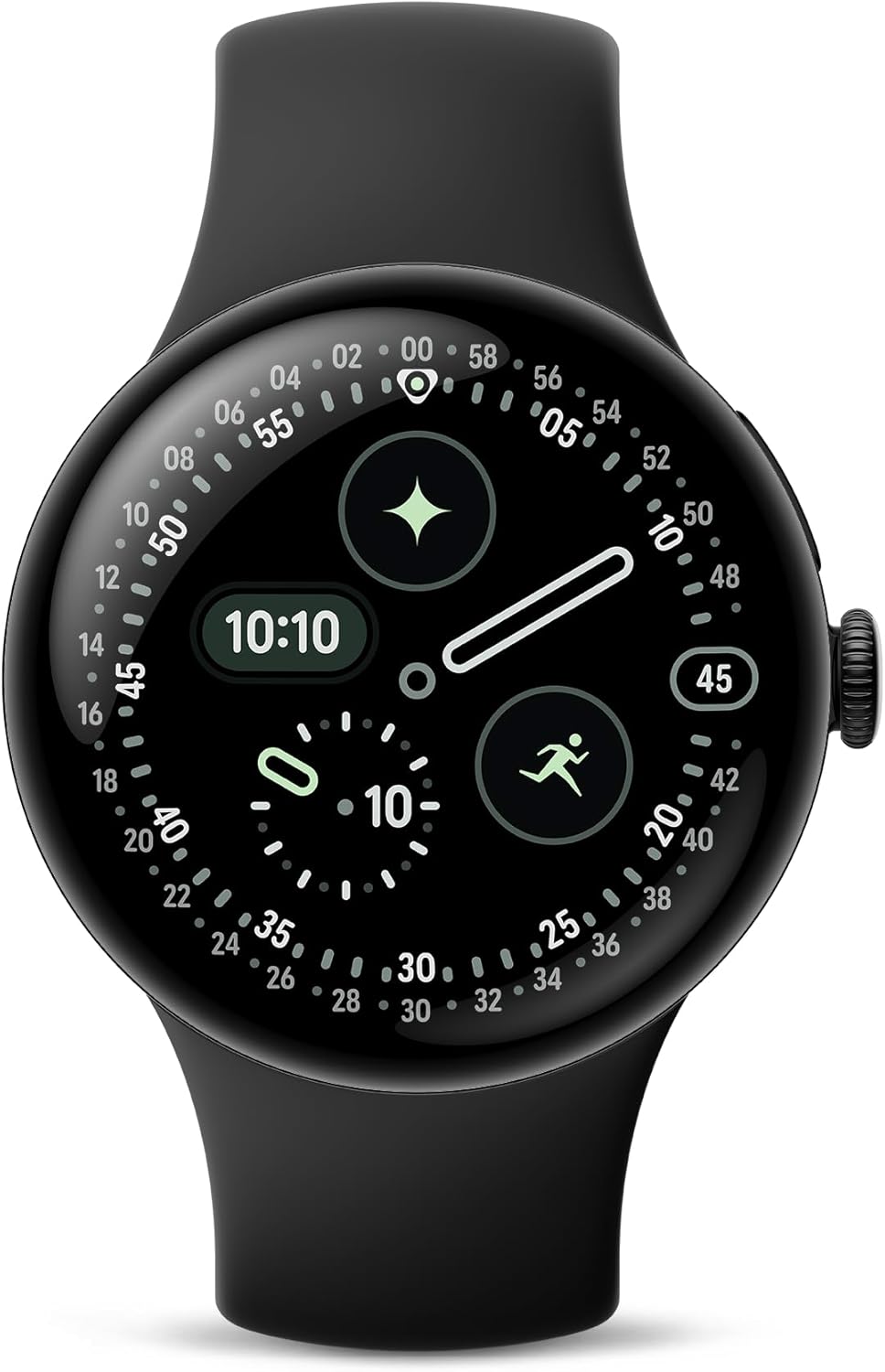 Pixel Watch 4 (45mm) - Android Smartwatch with Heart Rate and Sleep Tracking - 40-Hour Battery - Fitness Tracking - Google AI - Matte Black Aluminum Case - Obsidian Active Band - Wi-Fi