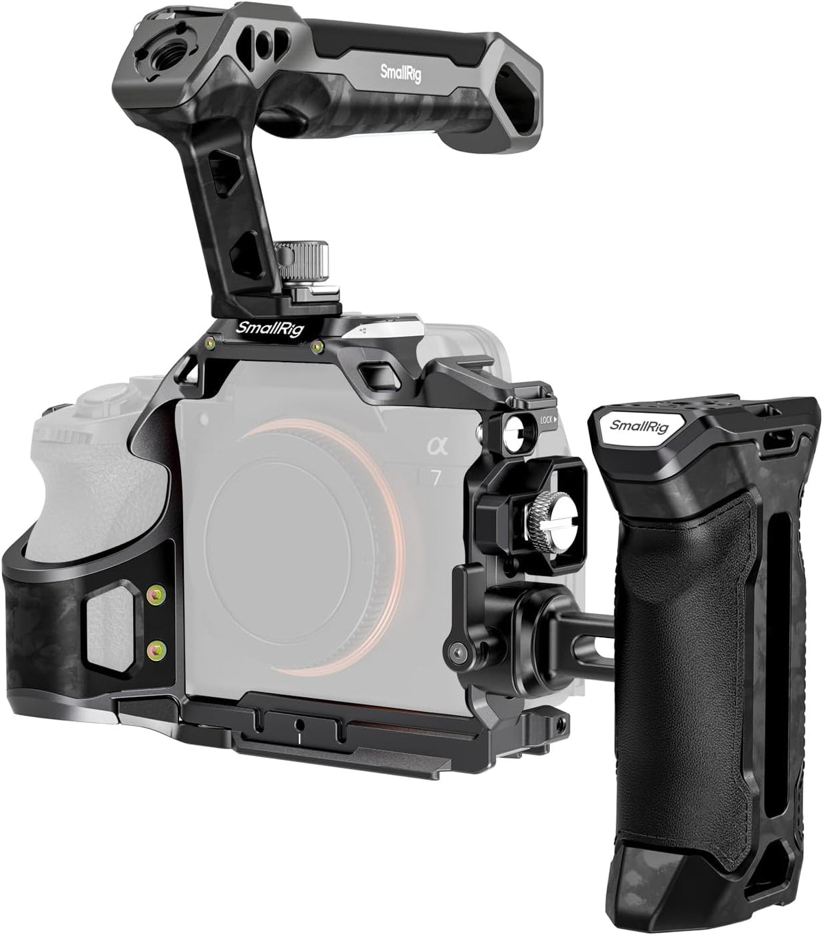 A7 V / A7R V / A7 IV Rhinoceros Cage Advanced Kit for Sony Alpha 7 V/Alpha 7R V/Alpha 7 IV/Alpha 7S III/Alpha 7R IV, Includes Top Handle/Side Handle/Cable Clamp for HDMI