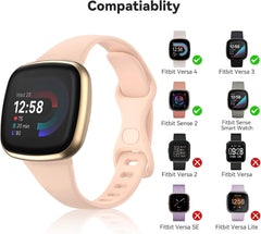 Compatible with Fitbit Versa 4 Bands/Versa 3 Bands/Sense/Sense 2 Bands for Women, 6 Pack Slim Sport Smartwatch Wristband Replacement for Fitbit Versa 3 4 and Sense 2, Small